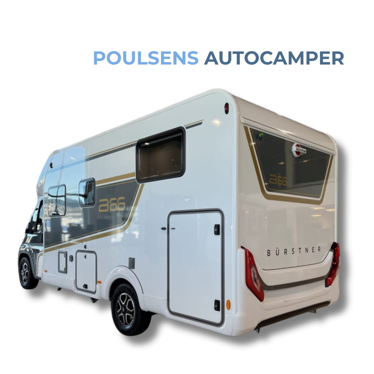 Vue arrière du Bürstner B66 avec auvent