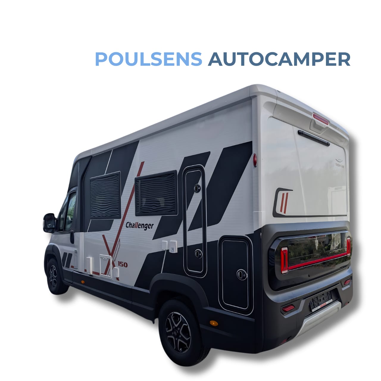 Vue extérieure de l'arrière du camping-car compact Challenger X150 2025 disponible chez Poulsens Autocamper