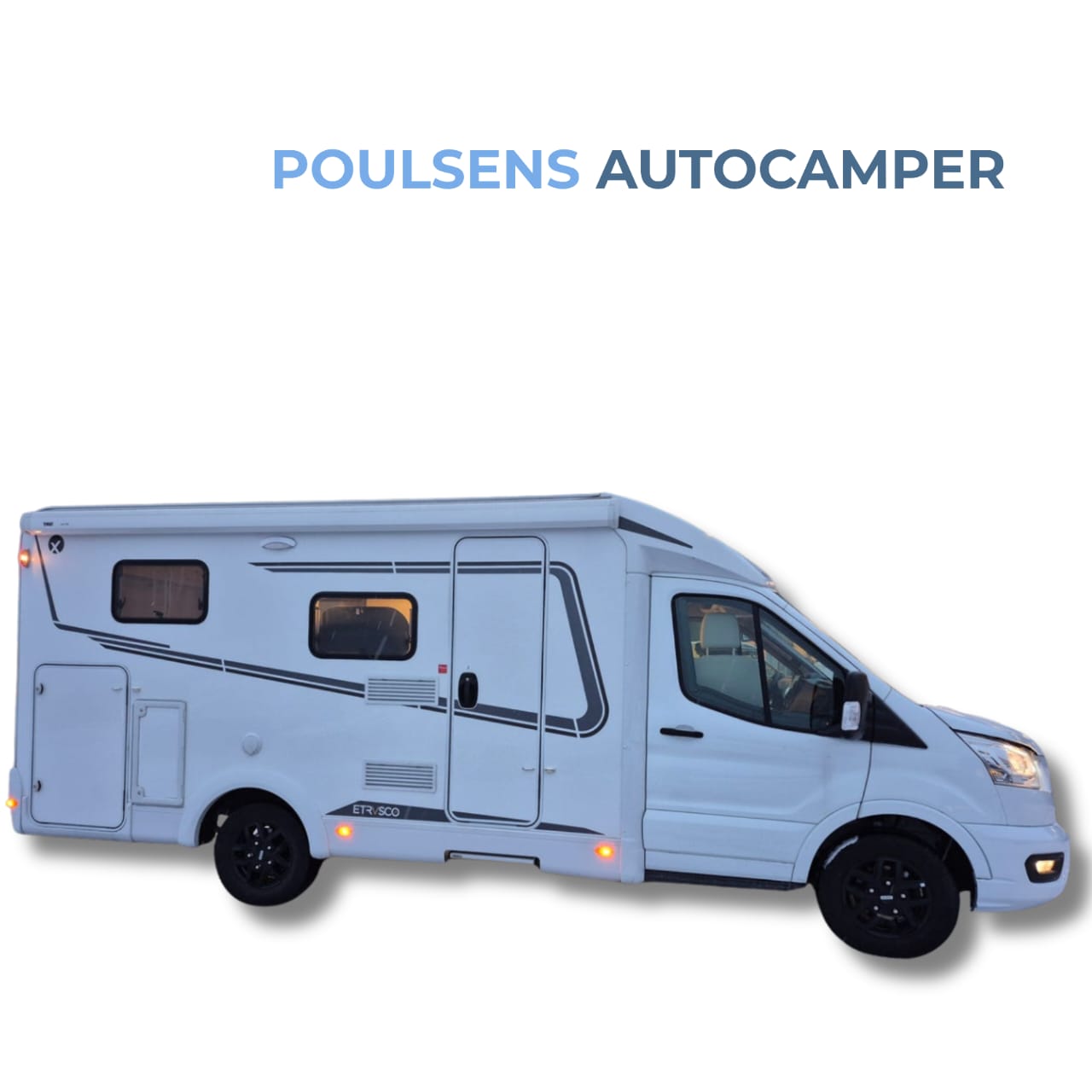 Vue extérieure de côté du camping-car semi-intégré Etrusco V6.6 SF 2023 d’occasion avec design moderne et jantes alliage