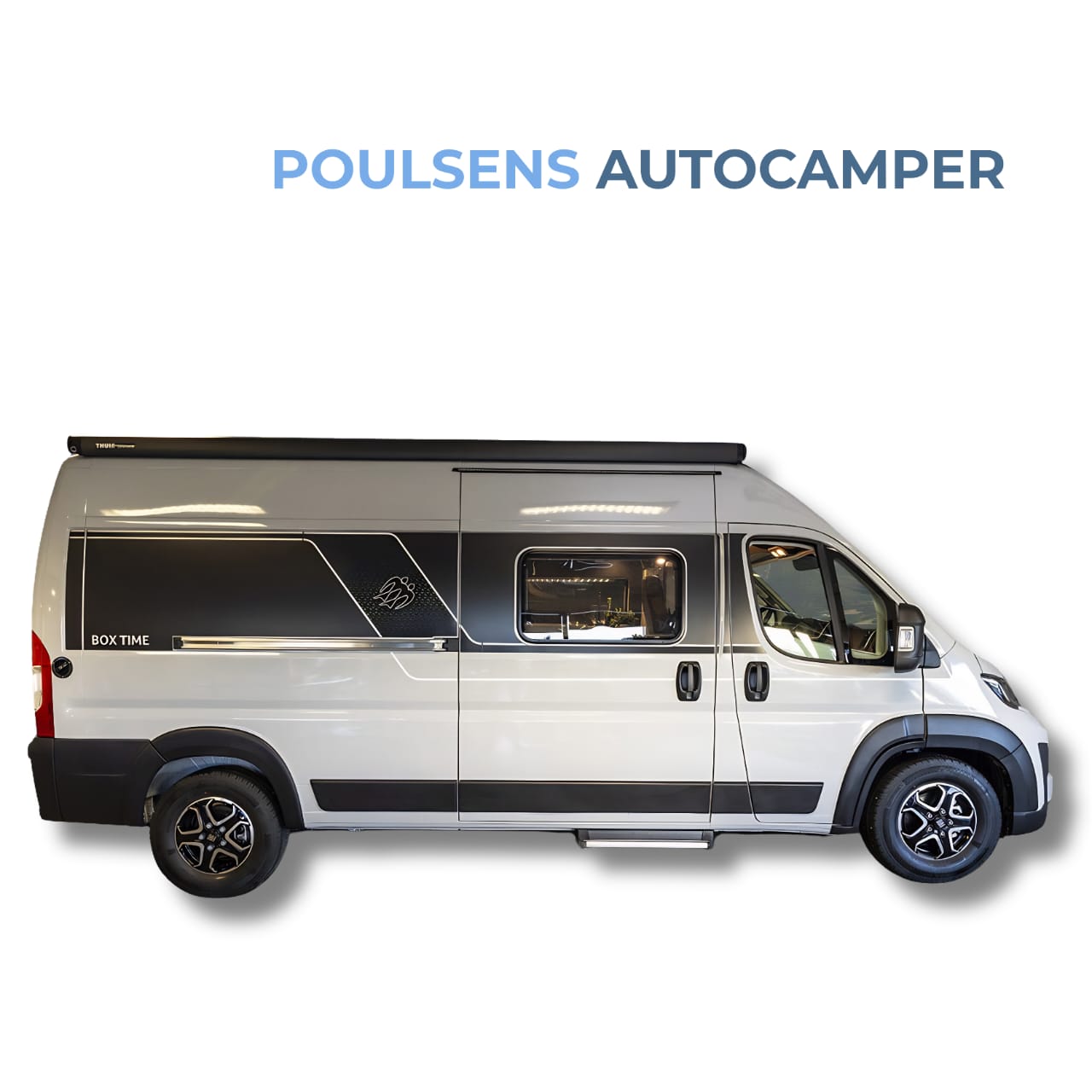Vue extérieure de côté  du camping-car urbain Knaus BOXTIME 600 MQ 2026 avec design moderne et jantes alliage